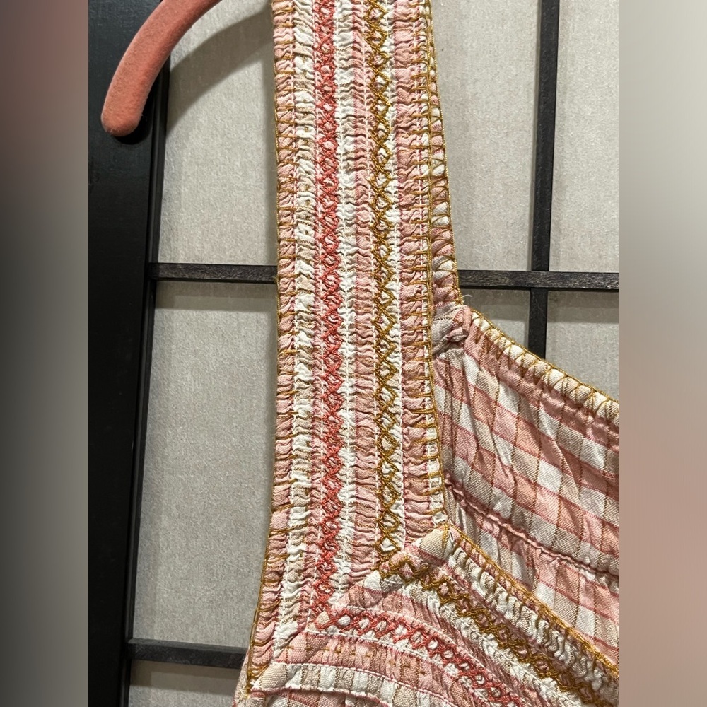 OLD NAVY SLEEVELESS WAIST DEFINED Pink Checkered COTTAGECORE MAXI Dress SIZE XXL - Picture 7 of 11